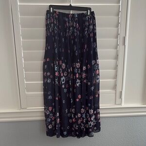 Club Monaco Floral Navy Maxi Skirt